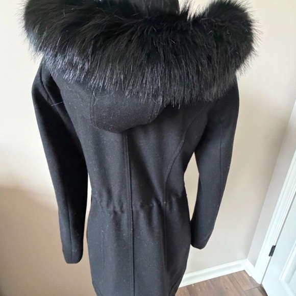 Wool Blend Fur-Trimmed Hooded Coat - Small - Picture 2 of 13